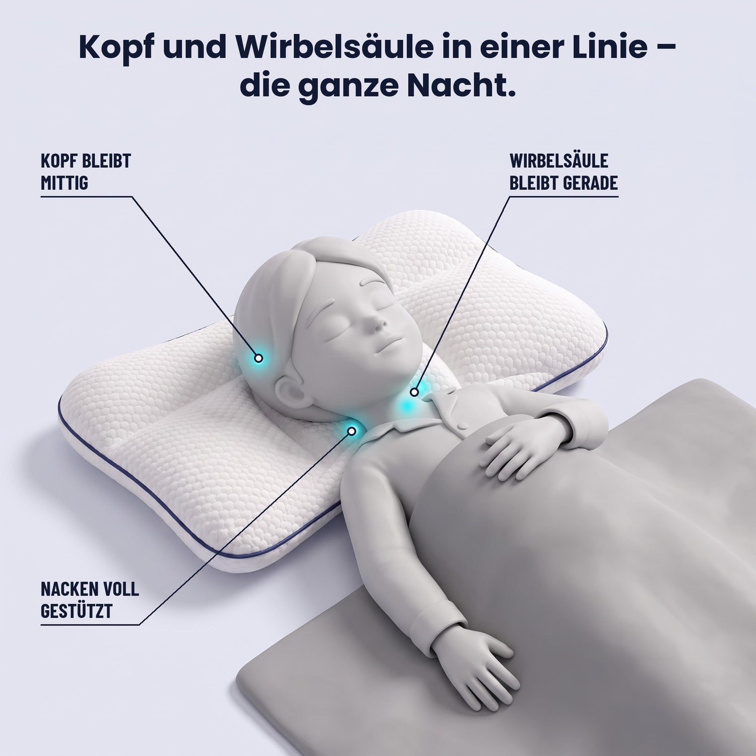 Nimbo hält den Kopf mittig, stützt den Nacken und hält die Wirbelsäule gerade