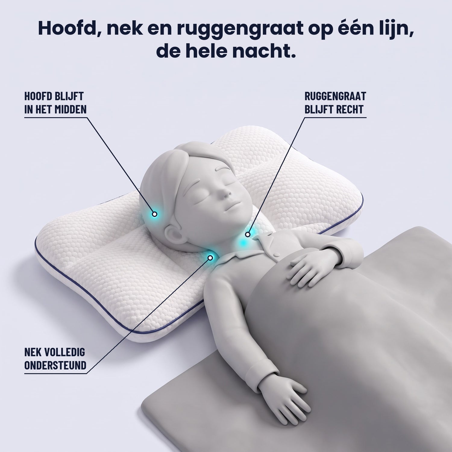 Nimbo houdt het hoofd in het midden, ondersteunt de nek en houdt de wervelkolom recht